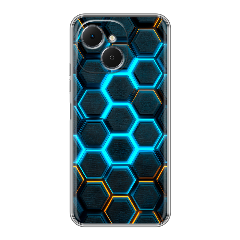 Силиконовый чехол на Tecno Spark 40C с принтом Неоновые соты Силиконовый чехол на Tecno Spark 40C с принтом Неоновые соты