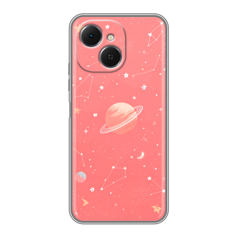 Силиконовый чехол на Tecno Spark 40C с принтом Розовый космос Силиконовый чехол на Tecno Spark 40C с принтом Розовый космос