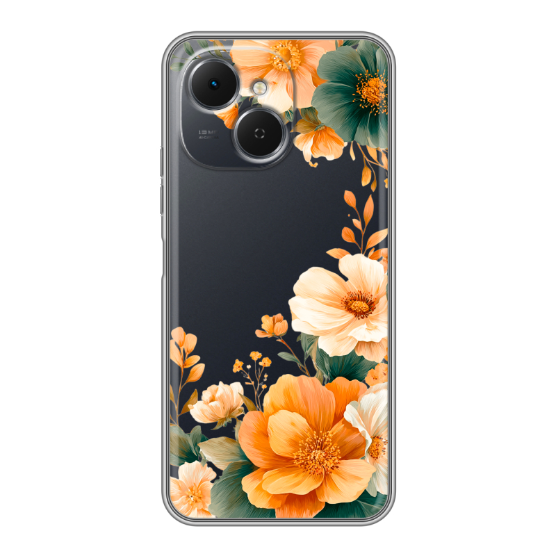 Силиконовый чехол на Tecno Spark 40C с принтом Цветы принт Силиконовый чехол на Tecno Spark 40C с принтом Цветы принт