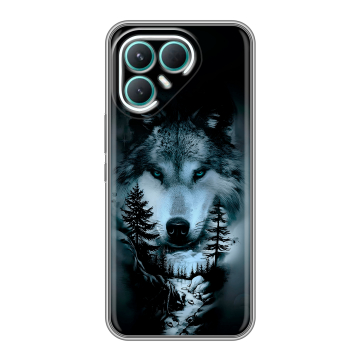 Силиконовый чехол на Tecno Pova 7 Pro 5G с принтом Лесной волк Силиконовый чехол на Tecno Pova 7 Pro 5G с принтом Лесной волк