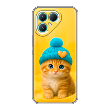 Силиконовый чехол на Tecno Pova 7 Pro 5G с принтом Котенок в шапке Силиконовый чехол на Tecno Pova 7 Pro 5G с принтом Котенок в шапке
