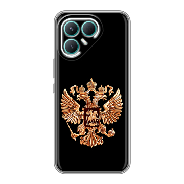 Силиконовый чехол на Tecno Pova 7 Pro 5G с принтом Герб России золотой