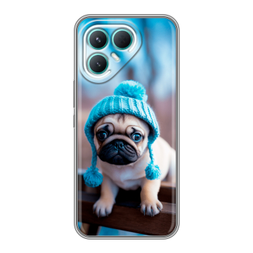 Силиконовый чехол на Tecno Pova 7 Pro 5G с принтом Мопс в шапке Силиконовый чехол на Tecno Pova 7 Pro 5G с принтом Мопс в шапке