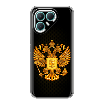 Силиконовый чехол на Tecno Pova 7 Pro 5G с принтом Герб России желтый