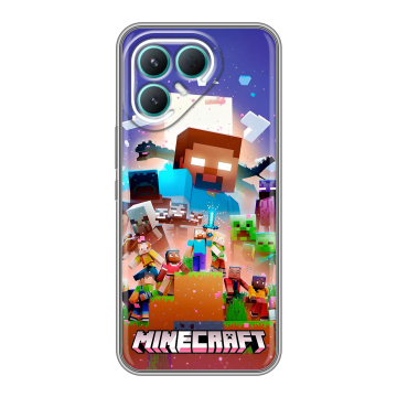 Силиконовый чехол на Tecno Pova 7 Pro 5G с принтом Майнкрафт Minecraft Силиконовый чехол на Tecno Pova 7 Pro 5G с принтом Майнкрафт Minecraft