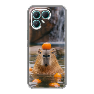 Силиконовый чехол на Tecno Pova 7 Pro 5G с принтом Капибара с апельсином Силиконовый чехол на Tecno Pova 7 Pro 5G с принтом Капибара с апельсином
