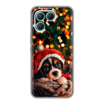Силиконовый чехол на Tecno Pova 7 Pro 5G с принтом Новый год елка щенок Силиконовый чехол на Tecno Pova 7 Pro 5G с принтом Новый год елка щенок