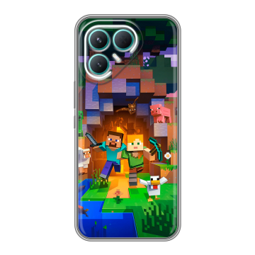 Силиконовый чехол на Tecno Pova 7 Pro 5G с принтом Майнкрафт Minecraft Силиконовый чехол на Tecno Pova 7 Pro 5G с принтом Майнкрафт Minecraft