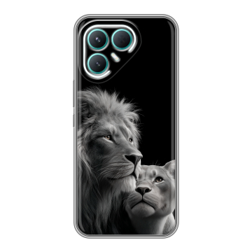 Силиконовый чехол на Tecno Pova 7 Pro 5G с принтом Лев кошки Силиконовый чехол на Tecno Pova 7 Pro 5G с принтом Лев кошки