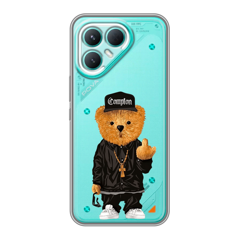 Силиконовый чехол на Tecno Pova 7 Pro 5G с принтом Мишка Силиконовый чехол на Tecno Pova 7 Pro 5G с принтом Мишка