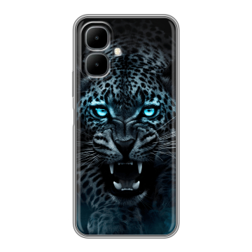 Силиконовый чехол на Infinix Smart 10 с принтом Темный леопард Силиконовый чехол на Infinix Smart 10 с принтом Темный леопард