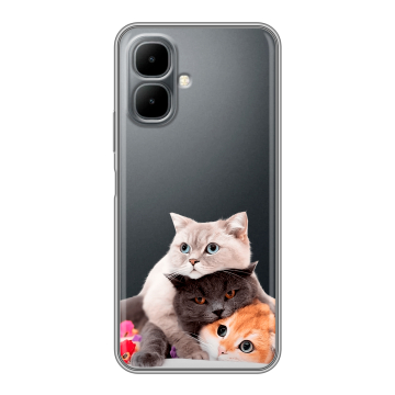 Силиконовый чехол на Infinix Smart 10 с принтом Кошки Силиконовый чехол на Infinix Smart 10 с принтом Кошки
