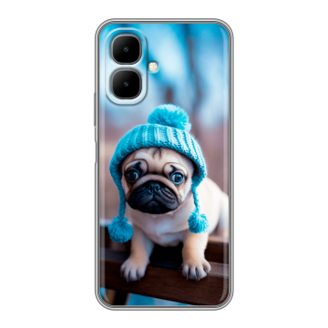 Силиконовый чехол на Infinix Smart 10 с принтом Мопс в шапке Силиконовый чехол на Infinix Smart 10 с принтом Мопс в шапке