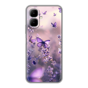 Силиконовый чехол на Infinix Smart 10 с принтом бабочки и лаванда Силиконовый чехол на Infinix Smart 10 с принтом бабочки и лаванда