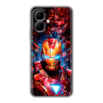 Силиконовый чехол на Infinix Smart 10 с принтом Железный человек Ironman