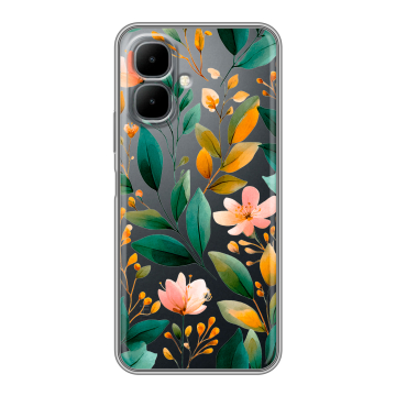 Силиконовый чехол на Infinix Smart 10 с принтом Цветы паттерн