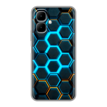 Силиконовый чехол на Infinix Smart 10 с принтом Неоновые соты