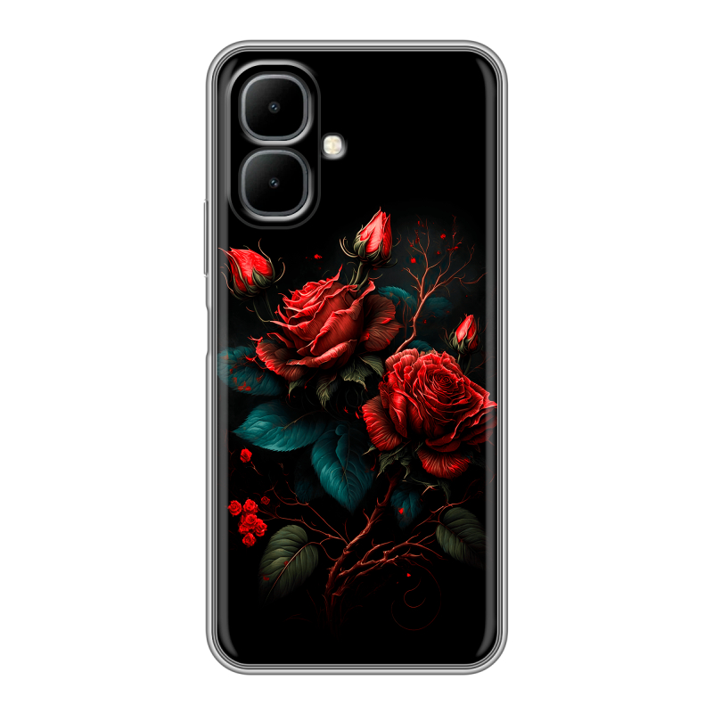 Силиконовый чехол на Infinix Smart 10 с принтом Розы красные Силиконовый чехол на Infinix Smart 10 с принтом Розы красные