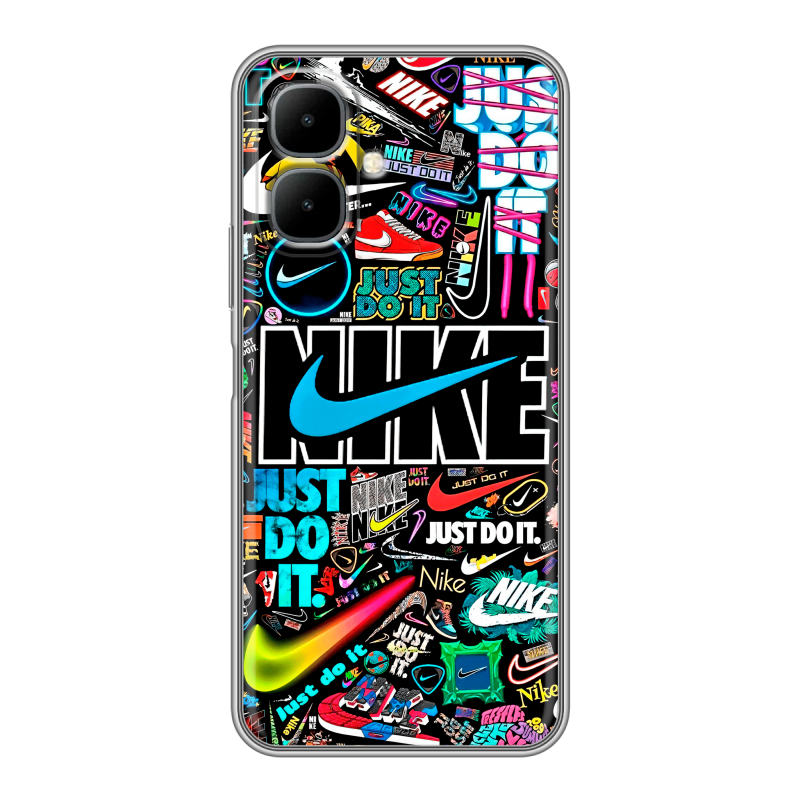 Силиконовый чехол на Infinix Smart 10 с принтом найк nike черный Силиконовый чехол на Infinix Smart 10 с принтом найк nike черный