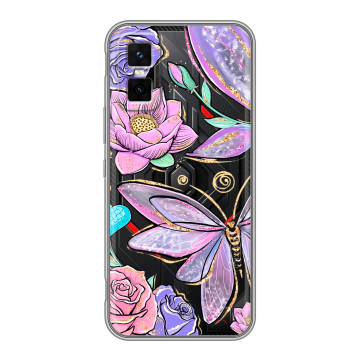 Силиконовый чехол на Infinix GT 30 Pro с принтом Бабочки и цветы Силиконовый чехол на Infinix GT 30 Pro с принтом Бабочки и цветы