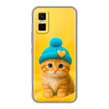 Силиконовый чехол на Infinix GT 30 Pro с принтом Котенок в шапке Силиконовый чехол на Infinix GT 30 Pro с принтом Котенок в шапке