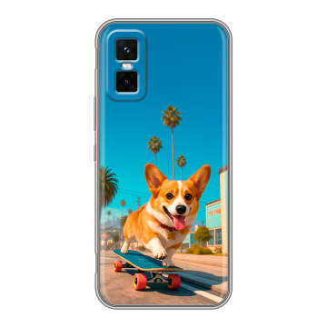 Силиконовый чехол на Infinix GT 30 Pro с принтом Корги на скейте Силиконовый чехол на Infinix GT 30 Pro с принтом Корги на скейте