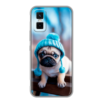 Силиконовый чехол на Infinix GT 30 Pro с принтом Мопс в шапке Силиконовый чехол на Infinix GT 30 Pro с принтом Мопс в шапке
