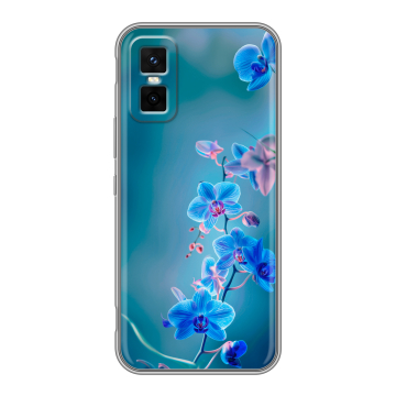 Силиконовый чехол на Infinix GT 30 Pro с принтом Голубые цветы
