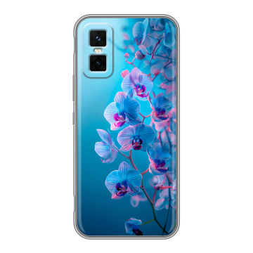 Силиконовый чехол на Infinix GT 30 Pro с принтом голубые орхидеи