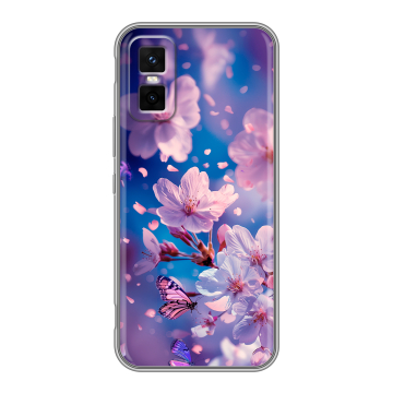 Силиконовый чехол на Infinix GT 30 Pro с принтом цветы бабочки