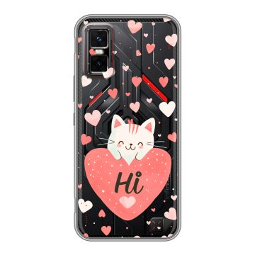 Силиконовый чехол на Infinix GT 30 Pro с принтом котенок и сердечко