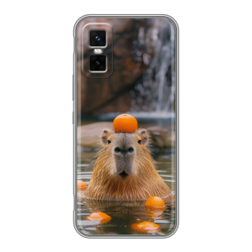 Силиконовый чехол на Infinix GT 30 Pro с принтом Капибара с апельсином