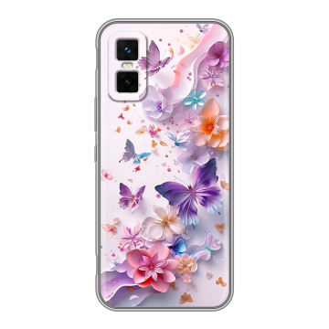Силиконовый чехол на Infinix GT 30 Pro с принтом цветы бабочки