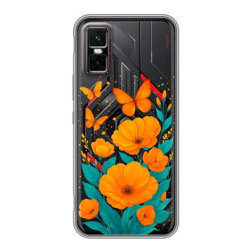 Силиконовый чехол на Infinix GT 30 Pro с принтом цветы бабочки