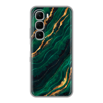 Силиконовый чехол на Infinix Hot 60i с принтом Мрамор зеленое золото