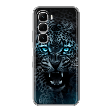 Силиконовый чехол на Infinix Hot 60i с принтом Темный леопард
