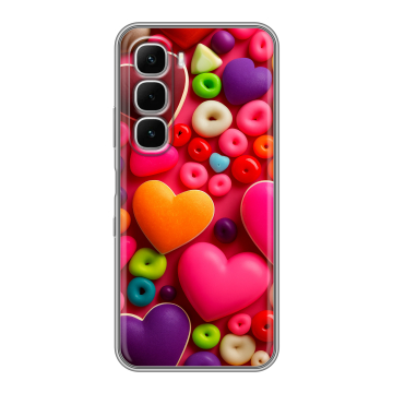 Силиконовый чехол на Infinix Hot 60i с принтом Сердечки