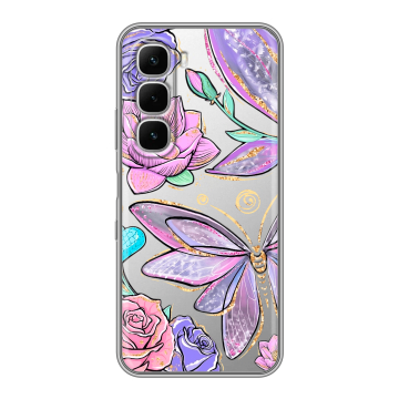Силиконовый чехол на Infinix Hot 60i с принтом Бабочки и цветы