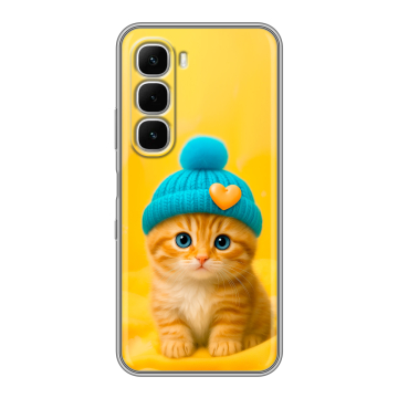 Силиконовый чехол на Infinix Hot 60i с принтом Котенок в шапке