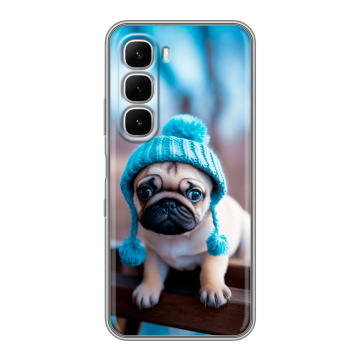 Силиконовый чехол на Infinix Hot 60i с принтом Мопс в шапке