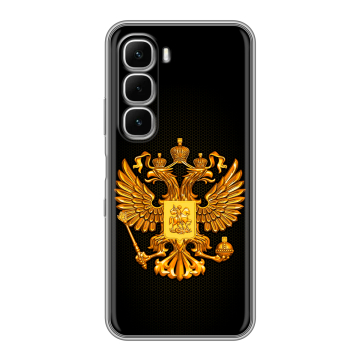 Силиконовый чехол на Infinix Hot 60i с принтом Герб России желтый
