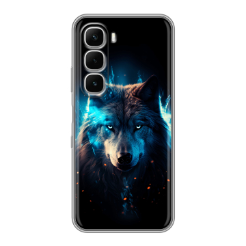 Силиконовый чехол на Infinix Hot 60i с принтом Волк ночной