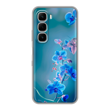 Силиконовый чехол на Infinix Hot 60i с принтом Голубые цветы