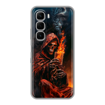 Силиконовый чехол на Infinix Hot 60i с принтом Скелет и карты