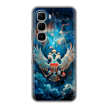 Силиконовый чехол на Infinix Hot 60i с принтом Герб флаг России