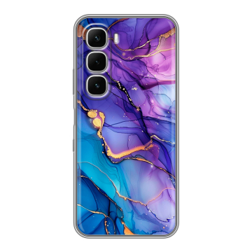 Силиконовый чехол на Infinix Hot 60i с принтом синий мрамор