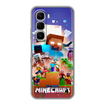 Силиконовый чехол на Infinix Hot 60i с принтом Майнкрафт Minecraft