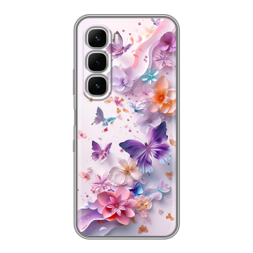 Силиконовый чехол на Infinix Hot 60i с принтом цветы бабочки