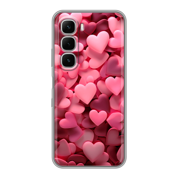 Силиконовый чехол на Infinix Hot 60i с принтом розовые сердечки
