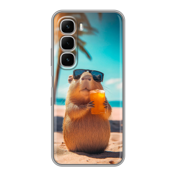 Силиконовый чехол на Infinix Hot 60i с принтом Капибара